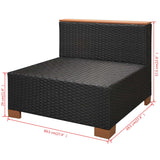 10-Delige Loungeset Met Kussens Poly Rattan Zwart