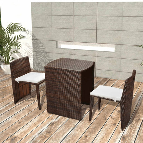 3-Delige Bistroset Met Kussens Poly Rattan Bruin