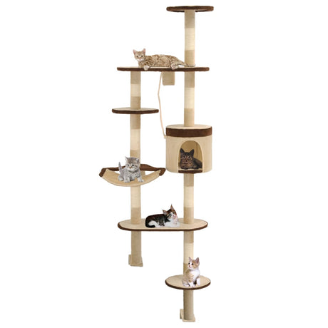 Kattenkrabpaal Met Sisal Krabpalen Wandmontage 194 Cm Beige