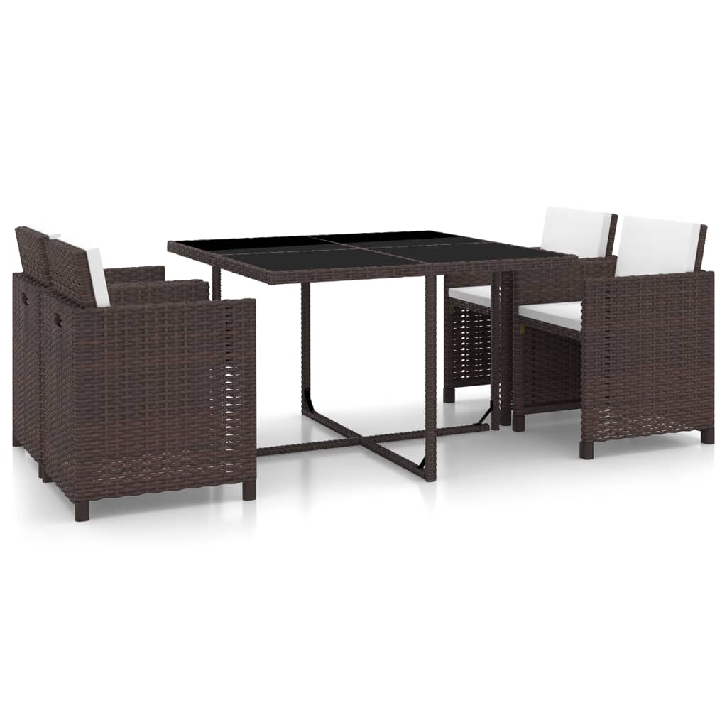 -Delige Tuinset Met Kussens Poly Rattan