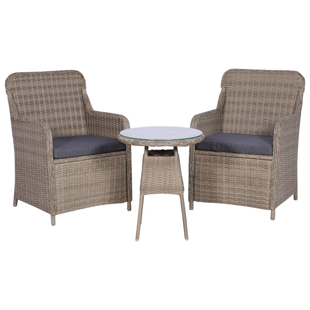 -Delige Bistroset Poly Rattan Bruin