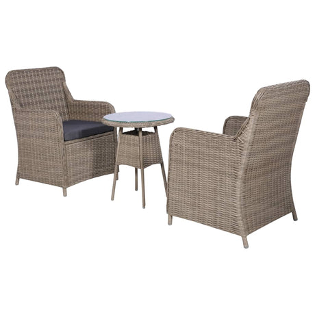 3-Delige Bistroset Met Kussens Poly Rattan Bruin