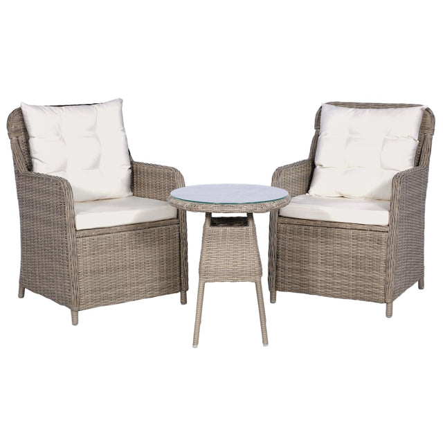 -Delige Bistroset Poly Rattan Bruin