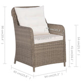 -Delige Bistroset Poly Rattan Bruin