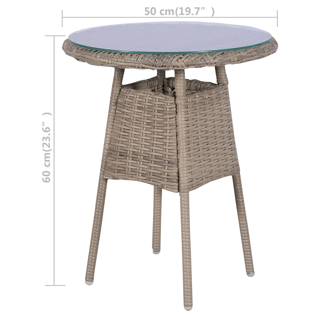 -Delige Bistroset Poly Rattan Bruin