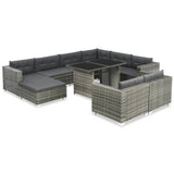 10-Delige Loungeset Met Kussens Poly Rattan Zwart