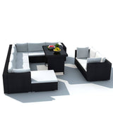 10-Delige Loungeset Met Kussens Poly Rattan Zwart