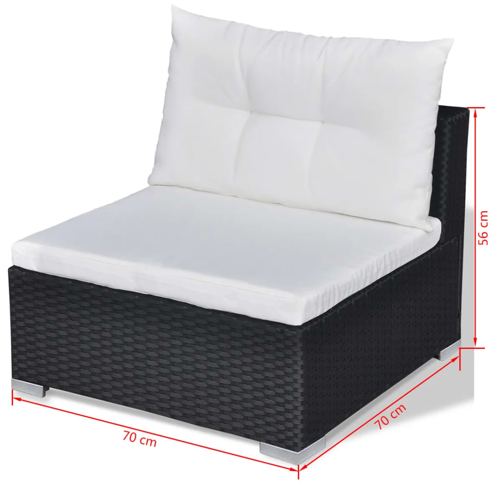 10-Delige Loungeset Met Kussens Poly Rattan Zwart