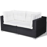 10-Delige Loungeset Met Kussens Poly Rattan Zwart