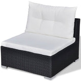 10-Delige Loungeset Met Kussens Poly Rattan Zwart