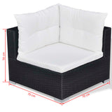 10-Delige Loungeset Met Kussens Poly Rattan Zwart