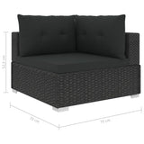 10-Delige Loungeset Met Kussens Poly Rattan Zwart