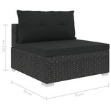 10-Delige Loungeset Met Kussens Poly Rattan Zwart