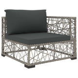 10-Delige Loungeset Met Kussens Poly Rattan Grijs