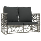 2-Delige Loungeset Met Kussens Poly Rattan Grijs