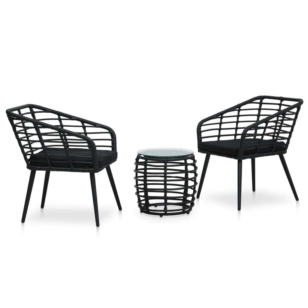 3-Delige Bistroset Poly Rattan Eikenkleurig