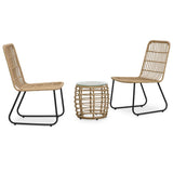 3-Delige Bistroset Poly Rattan Eikenkleurig