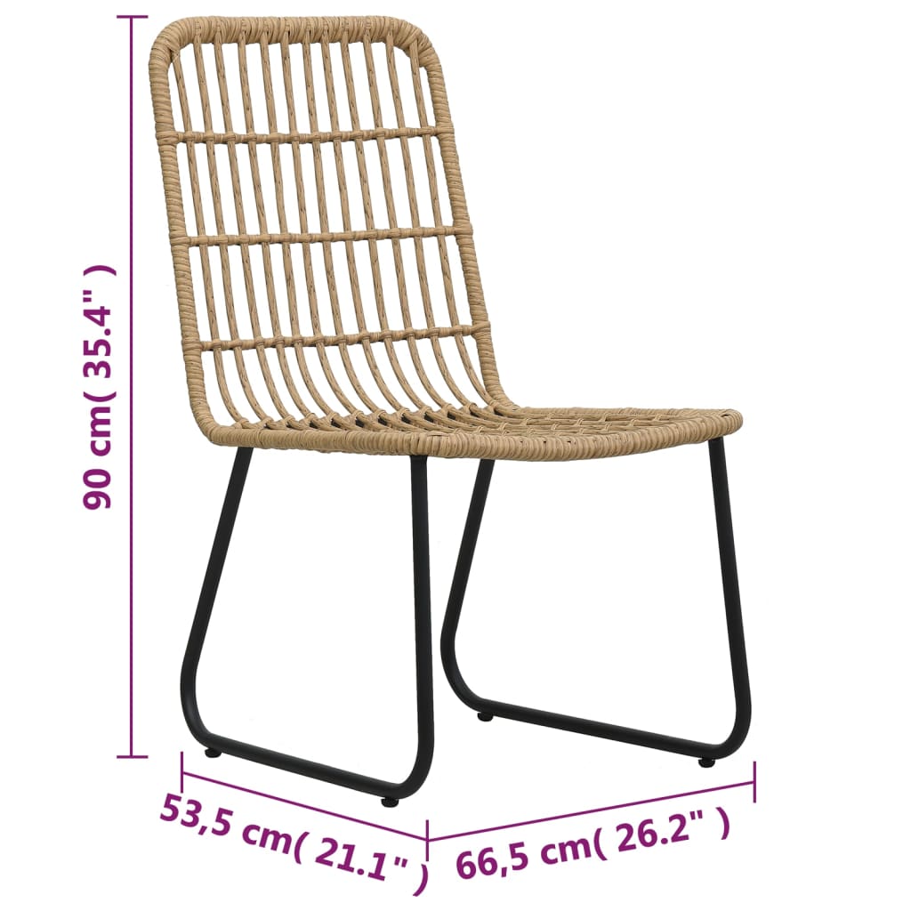 3-Delige Bistroset Poly Rattan Eikenkleurig