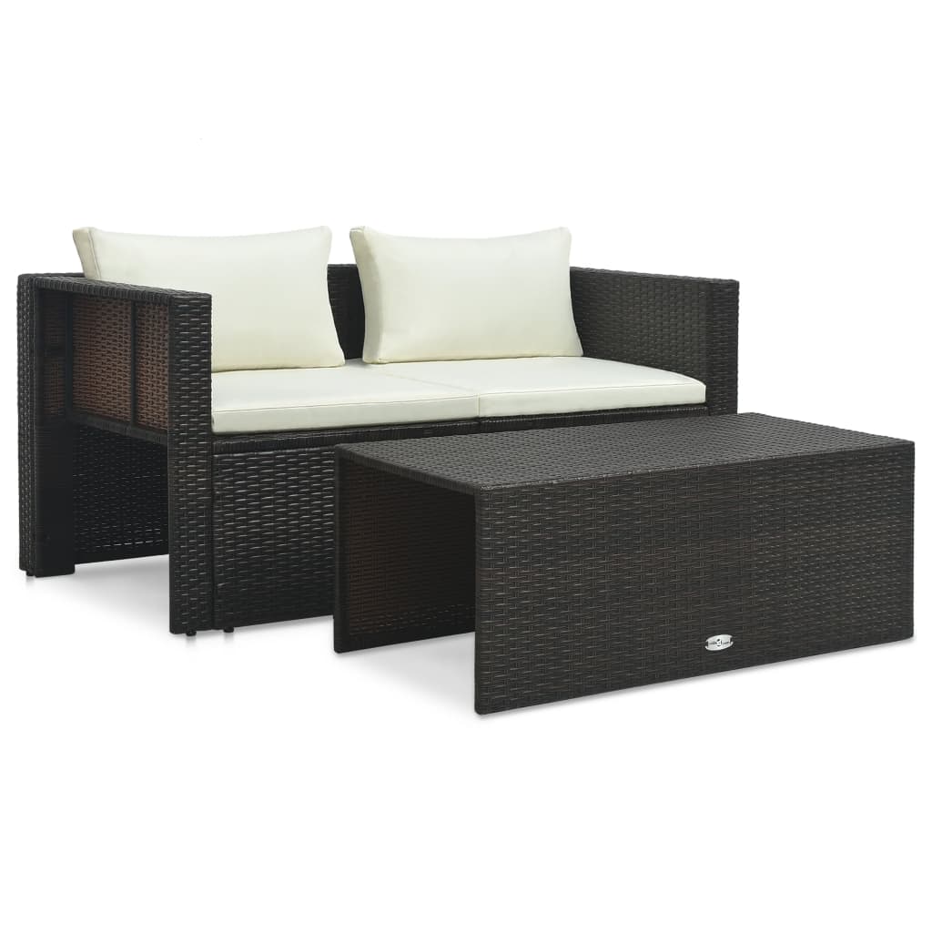 -Delige Loungeset Met Kussens Poly Rattan