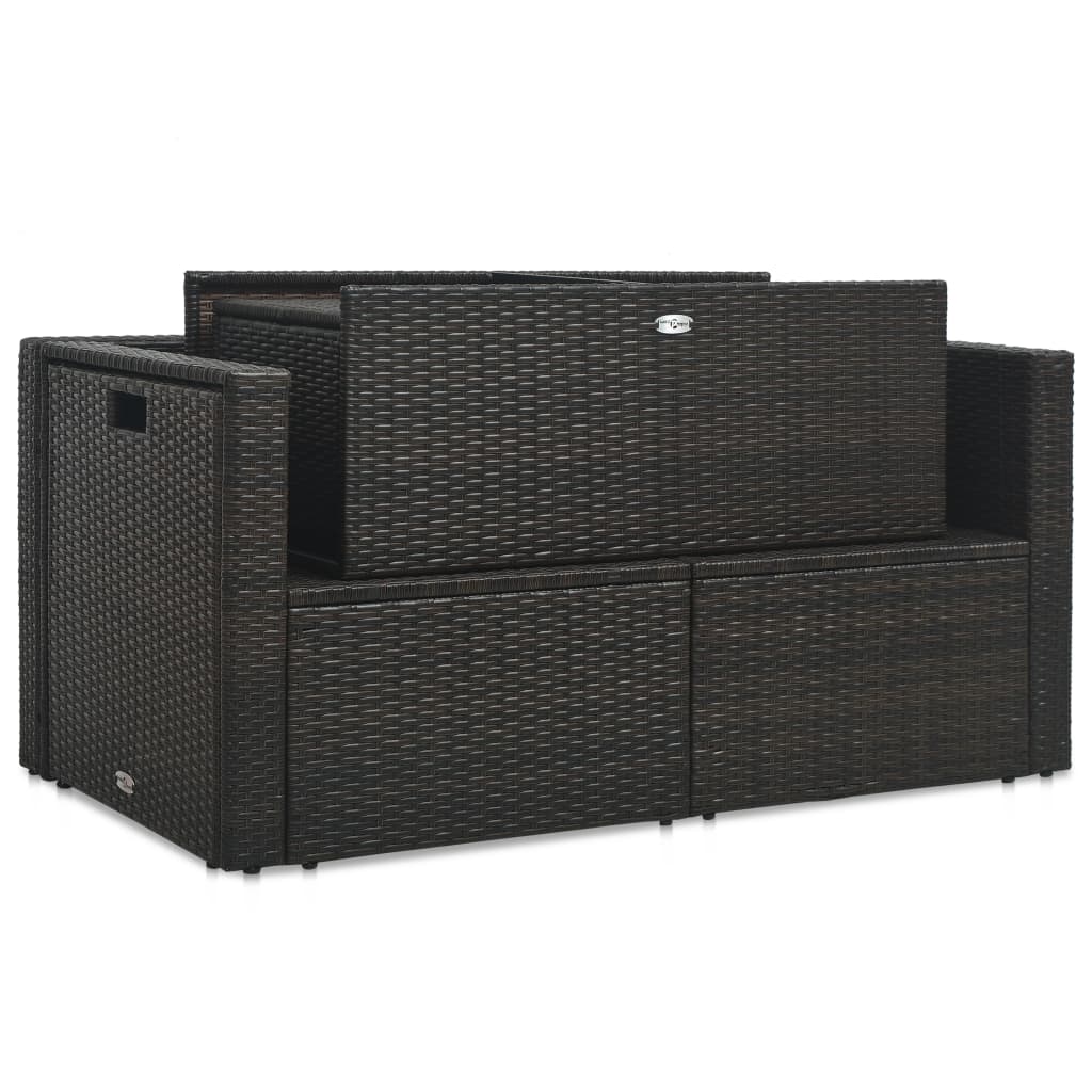 -Delige Loungeset Met Kussens Poly Rattan