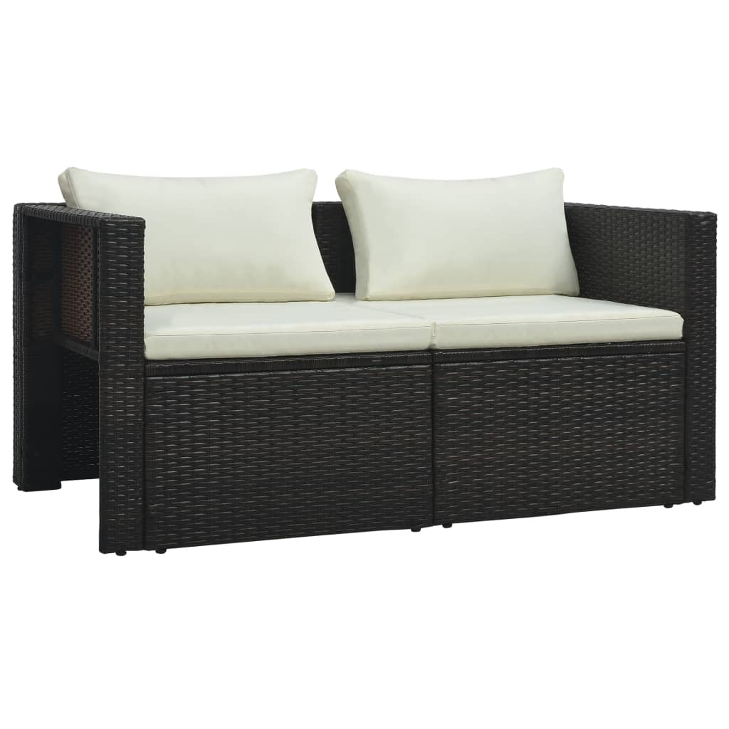 -Delige Loungeset Met Kussens Poly Rattan