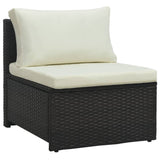 -Delige Loungeset Met Kussens Poly Rattan