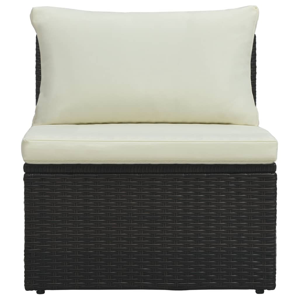 -Delige Loungeset Met Kussens Poly Rattan