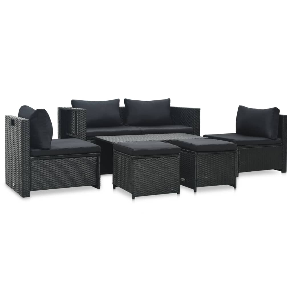 -Delige Loungeset Met Kussens Poly Rattan