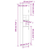 Badkamerkast 32X25,5X190 Cm Bewerkt Hout Wit