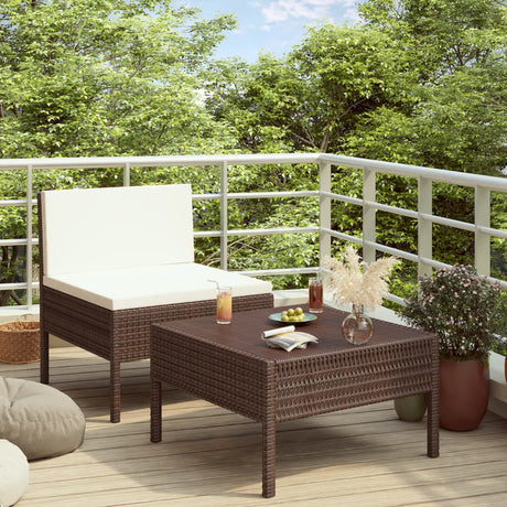 2-Delige Loungeset Met Kussens Poly Rattan Zwart