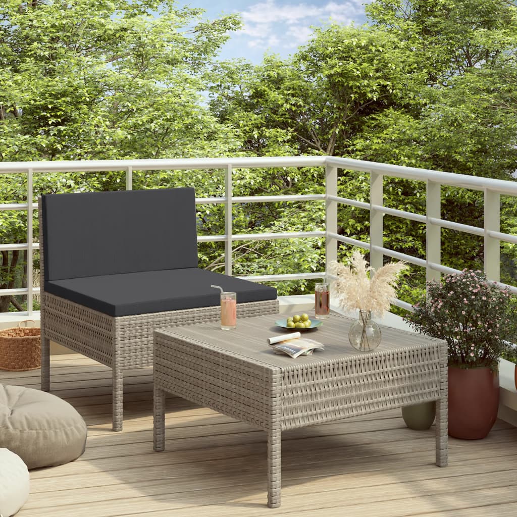 2-Delige Loungeset Met Kussens Poly Rattan Zwart