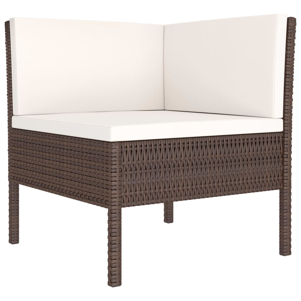 2-Delige Loungeset Met Kussens Poly Rattan Bruin