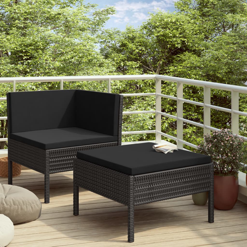 2-Delige Loungeset Met Kussens Poly Rattan Bruin