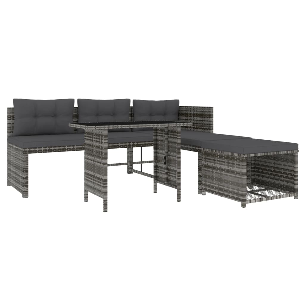 -Delige Tuinset Met Kussens Poly Rattan