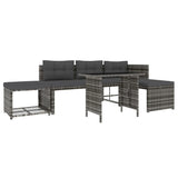 -Delige Tuinset Met Kussens Poly Rattan