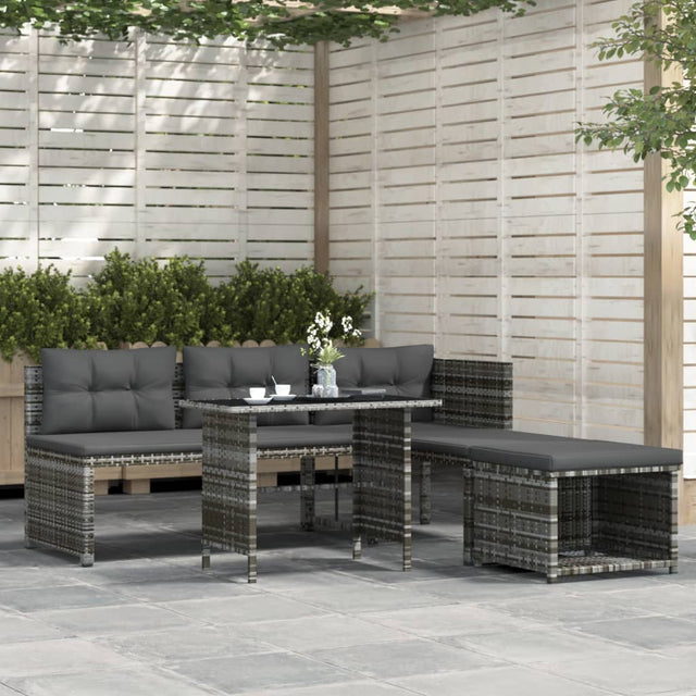 -Delige Tuinset Met Kussens Poly Rattan