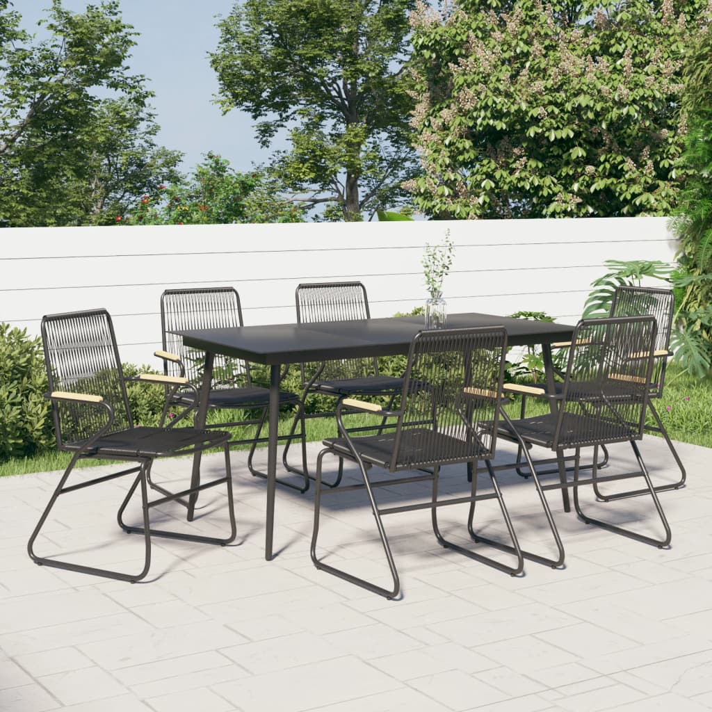 -Delige Tuinset Pvc-Rattan Zwart