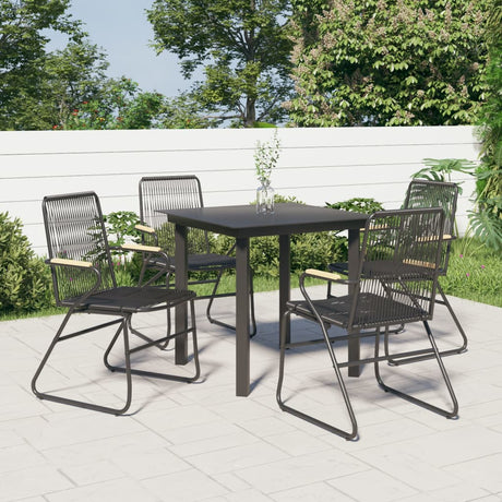 -Delige Tuinset Pvc-Rattan Zwart