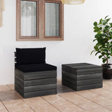 2-Delige Loungeset Met Kussens Pallet Massief Grenenhout