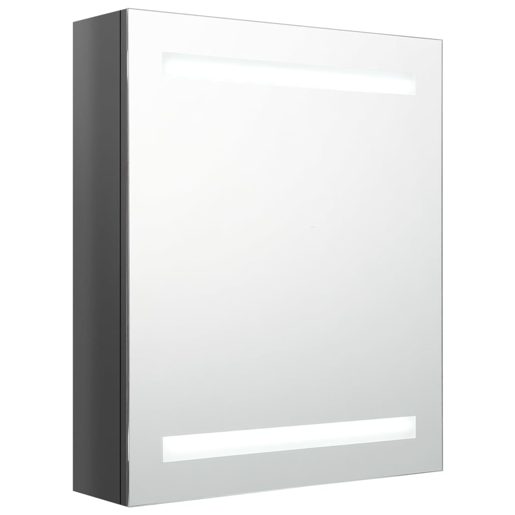 Badkamerkast Met Spiegel Led 50X14X60 Cm Glanzend Grijs