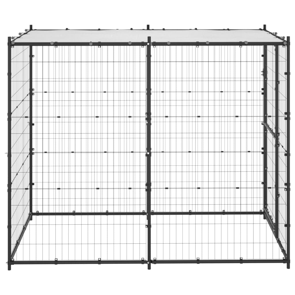 Hondenkennel Voor Buiten Met Dak 110X220X180 Cm Staal