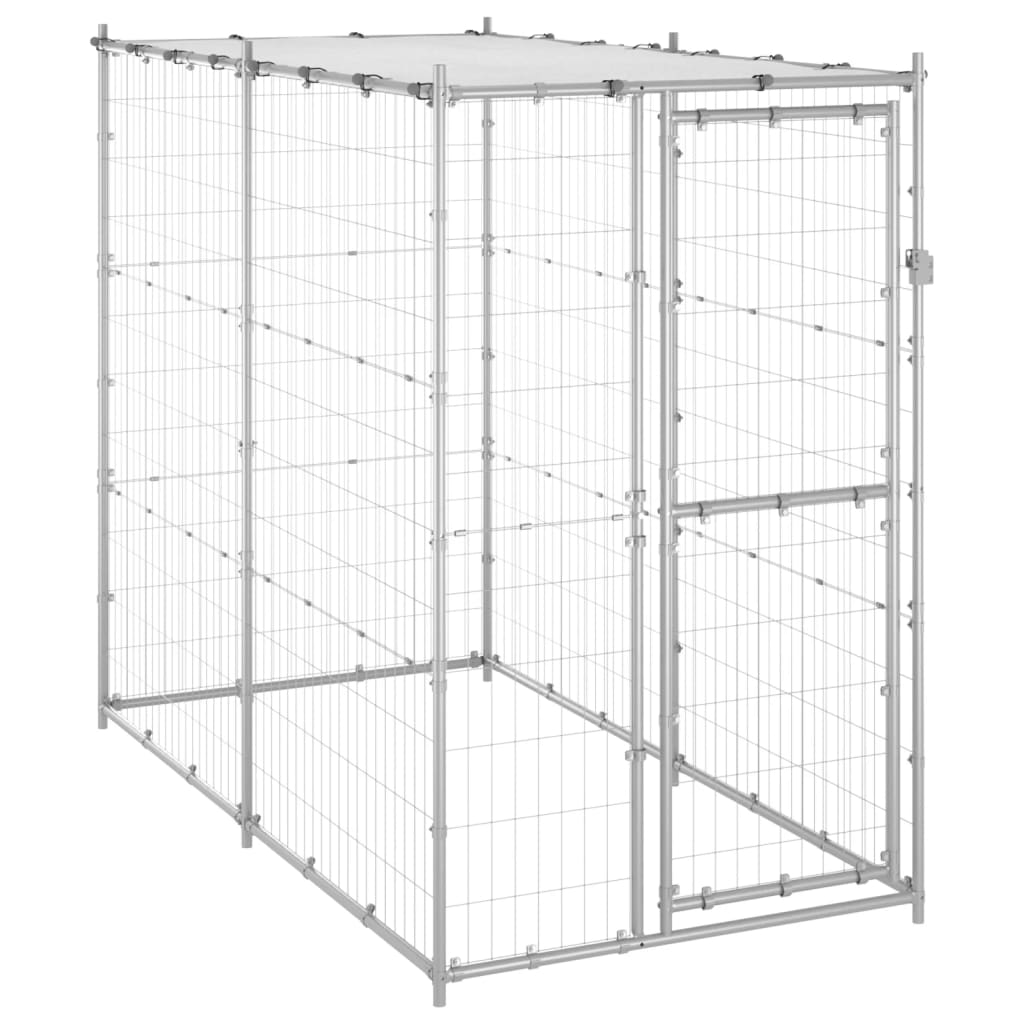 Hondenkennel Voor Buiten Met Dak 110X220X180 Cm Staal