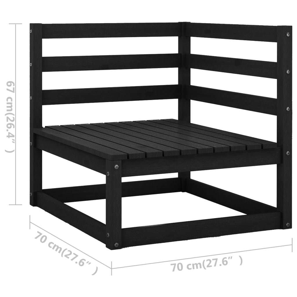 10-Delige Loungeset Massief Grenenhout Zwart