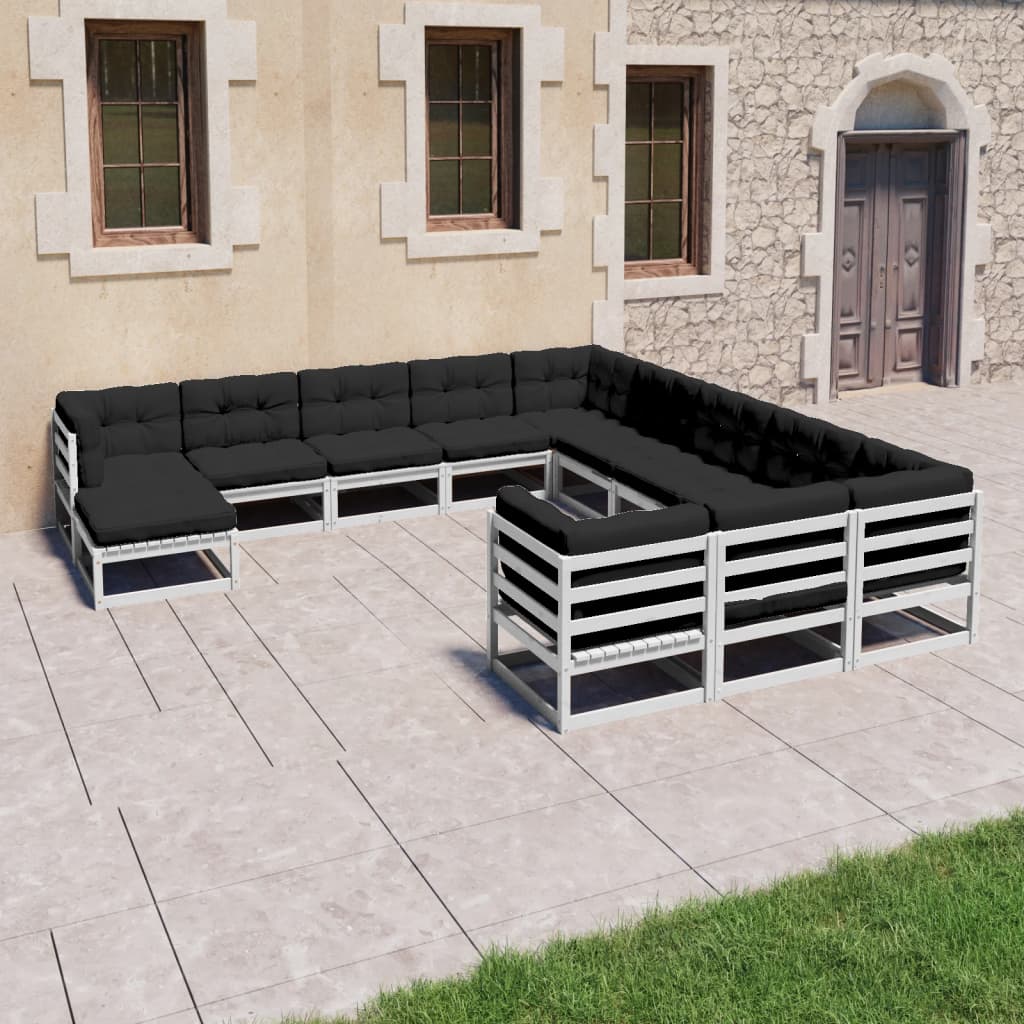 12-Delige Loungeset Massief Grenenhout