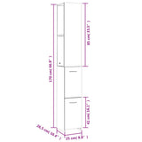 Badkamerkast 25X26,5X170 Cm Bewerkt Hout Wit