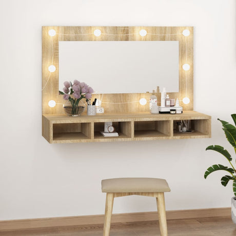 Spiegelkast Met Led-Verlichting 90X31,5X62 Cm Wit