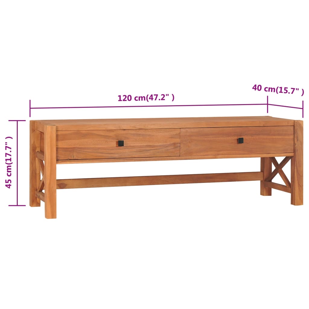 Tv-Meubel Met Lades 120X40X45 Cm Massief Teakhout