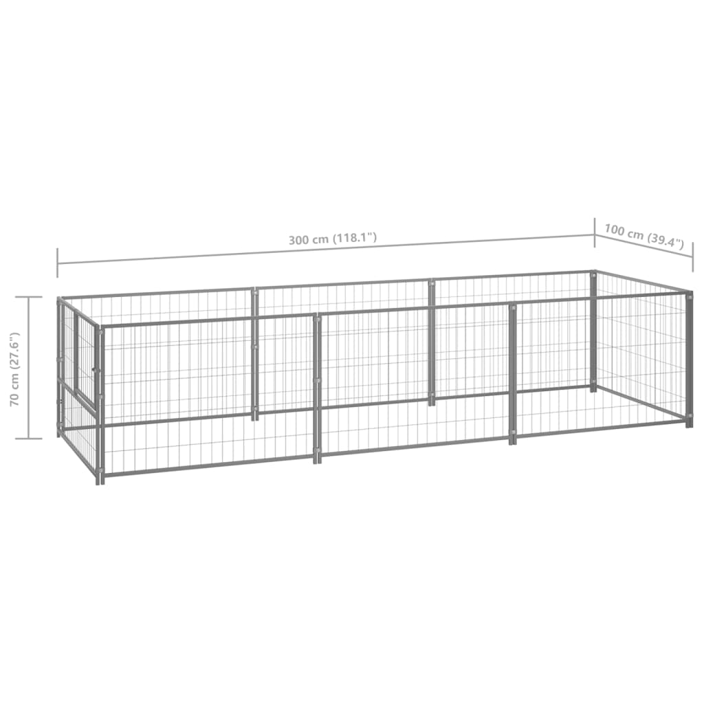 Hondenkennel 3 M² Staal Zilverkleurig