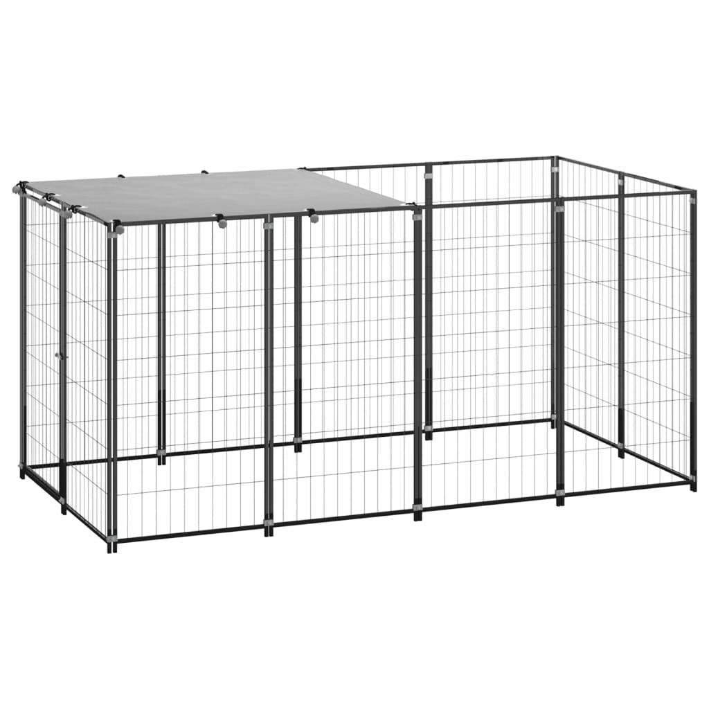 Hondenkennel 330X110X110 Cm Staal Zilverkleurig