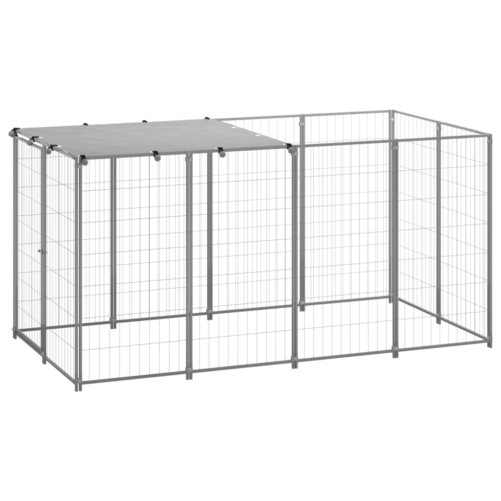 Hondenkennel 330X110X110 Cm Staal Zilverkleurig